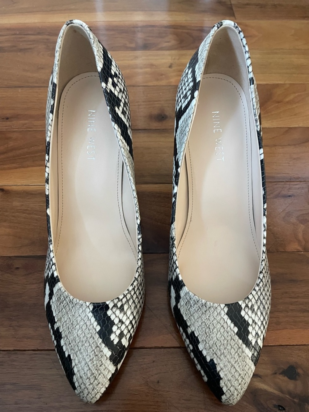 Nine West Snake-Print Pointed Block Heel Pumps - Picture 2 of 7